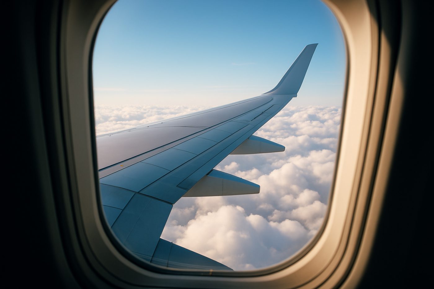 airplane wing in flight
