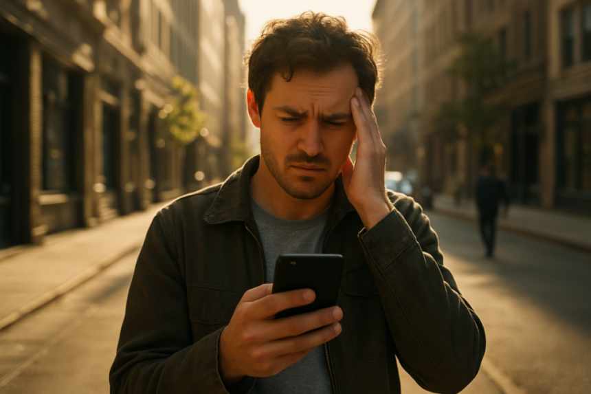 confused person reading message