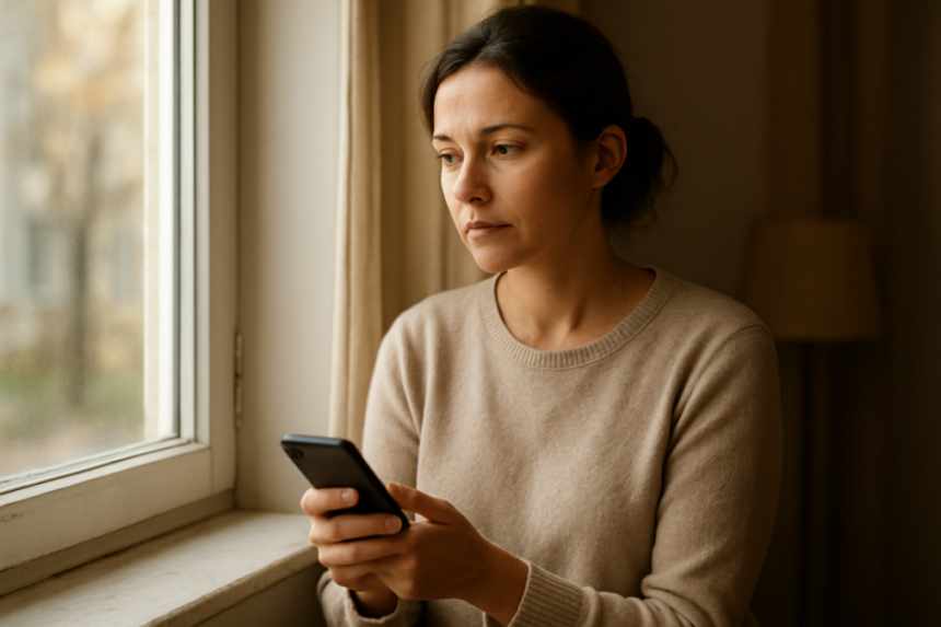 woman reflecting alone