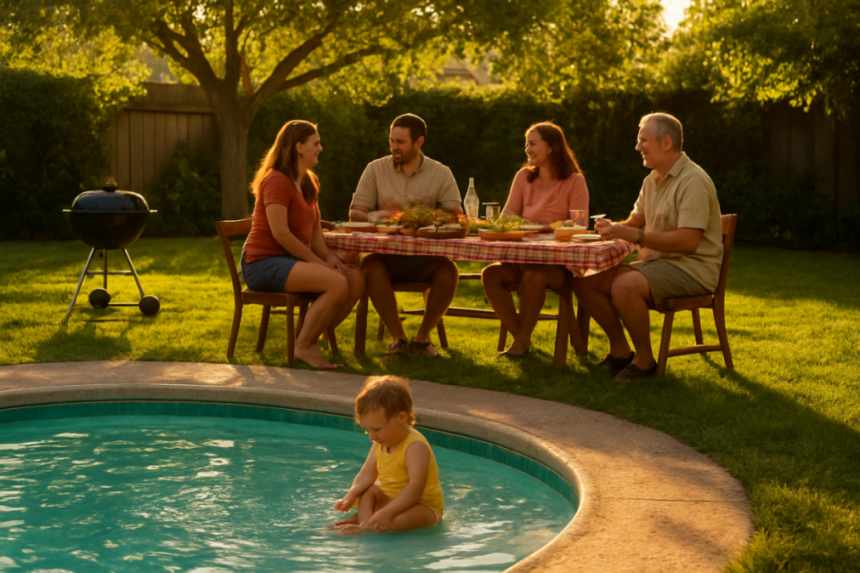 poolside family cookout