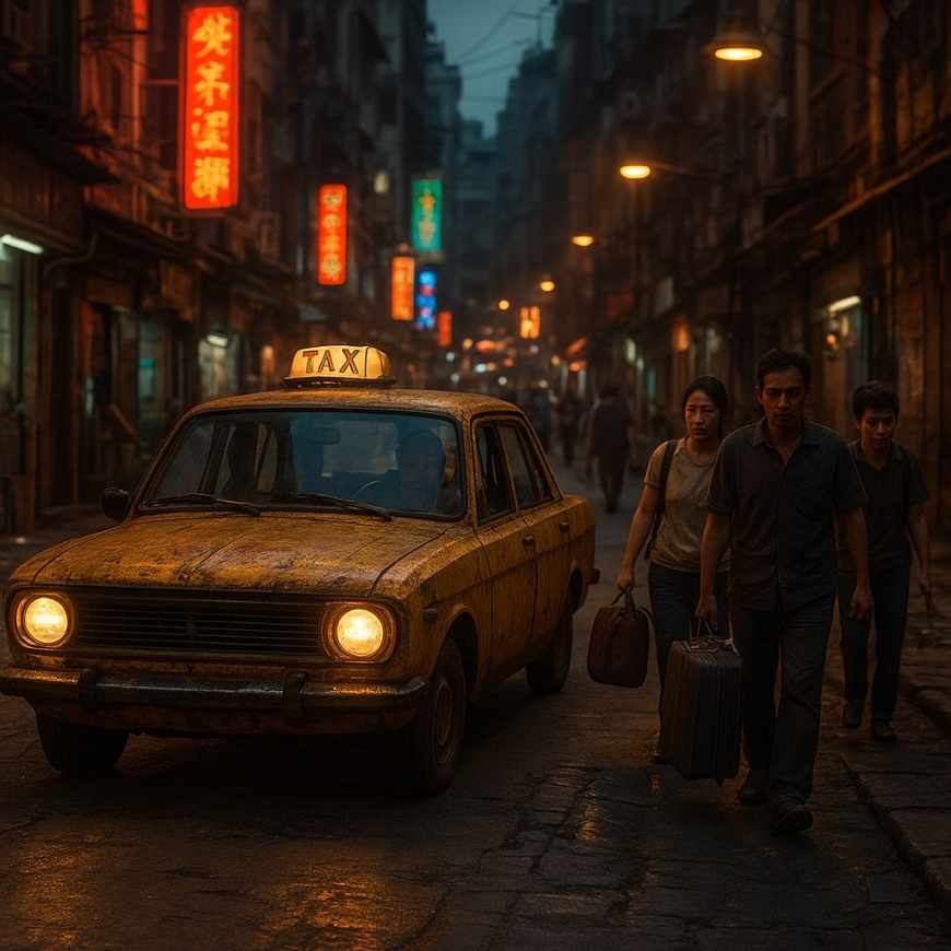 Rickety taxi city escape