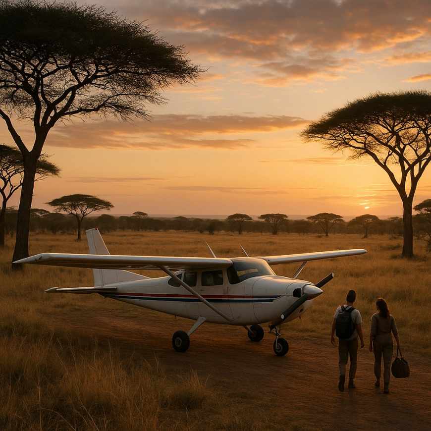 Remote African airstrip dusk