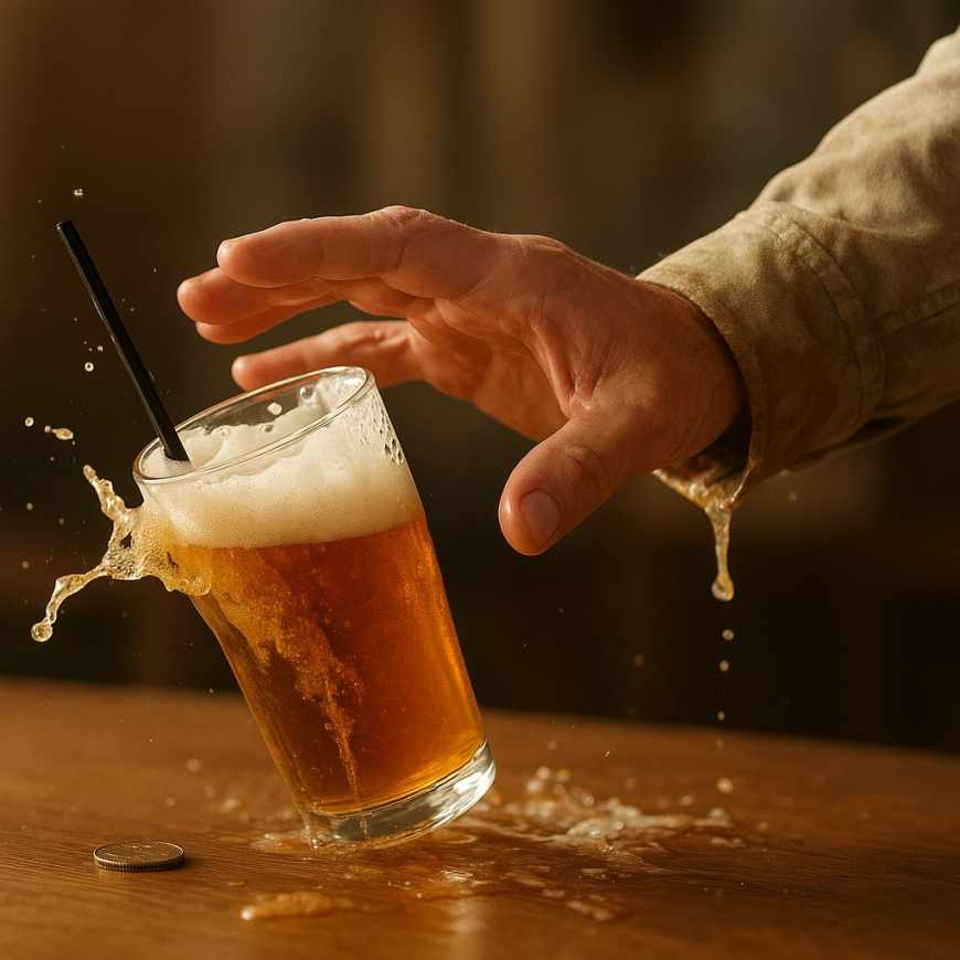 beer spill on sleeve