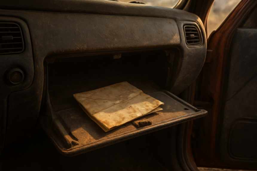 Glovebox with mysterious paper