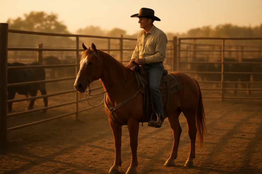 Pen rider and horse