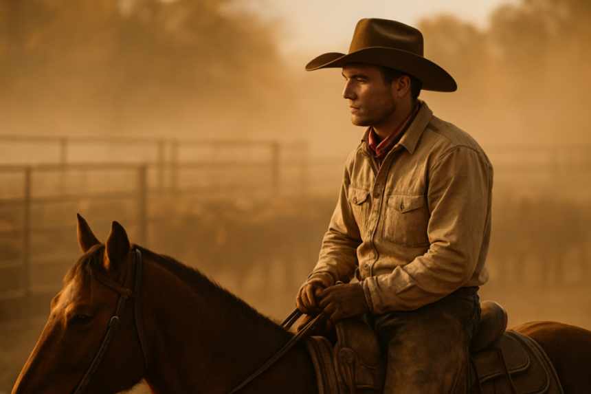 Cowboy watching pens