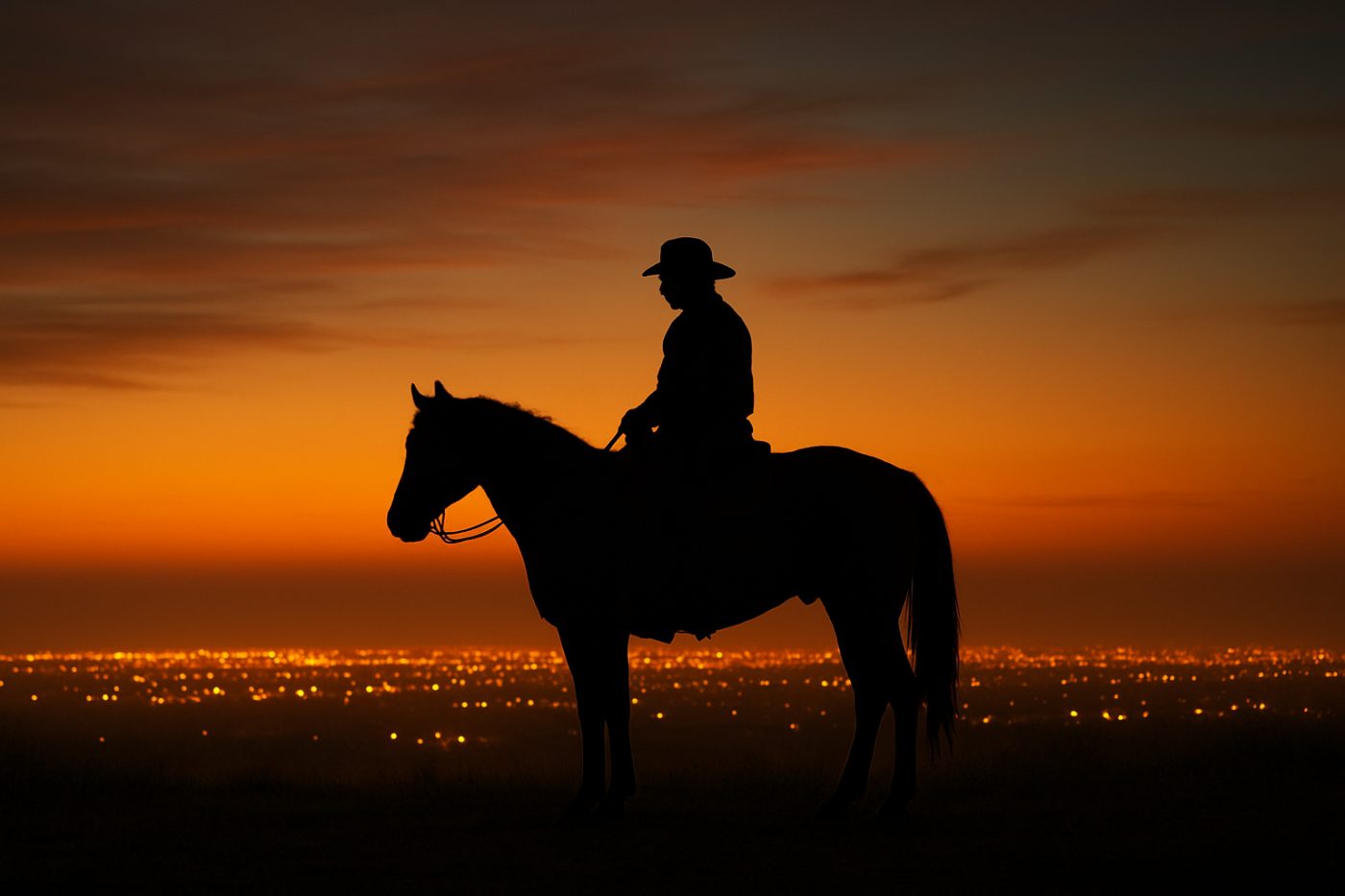 Rider at dusk horizon