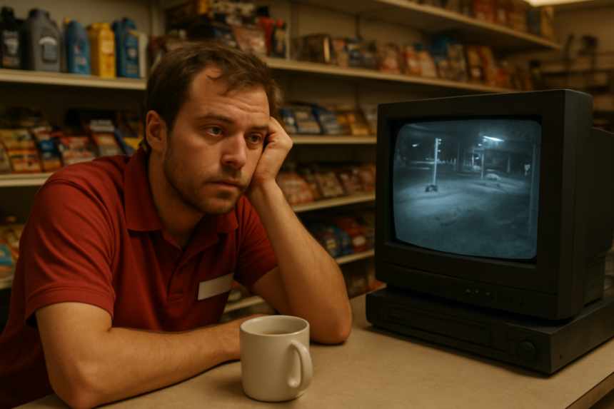 Clerk watching footage