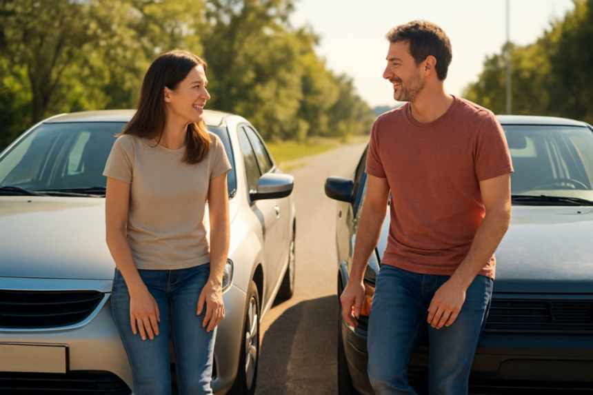 car repair and meeting moment