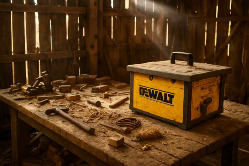 DeWalt table saw in barn