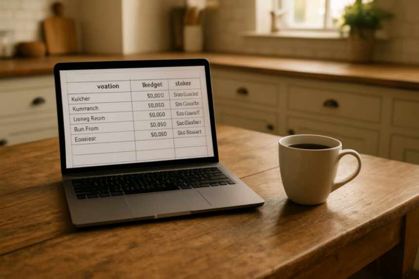 Renovation spreadsheet close-up