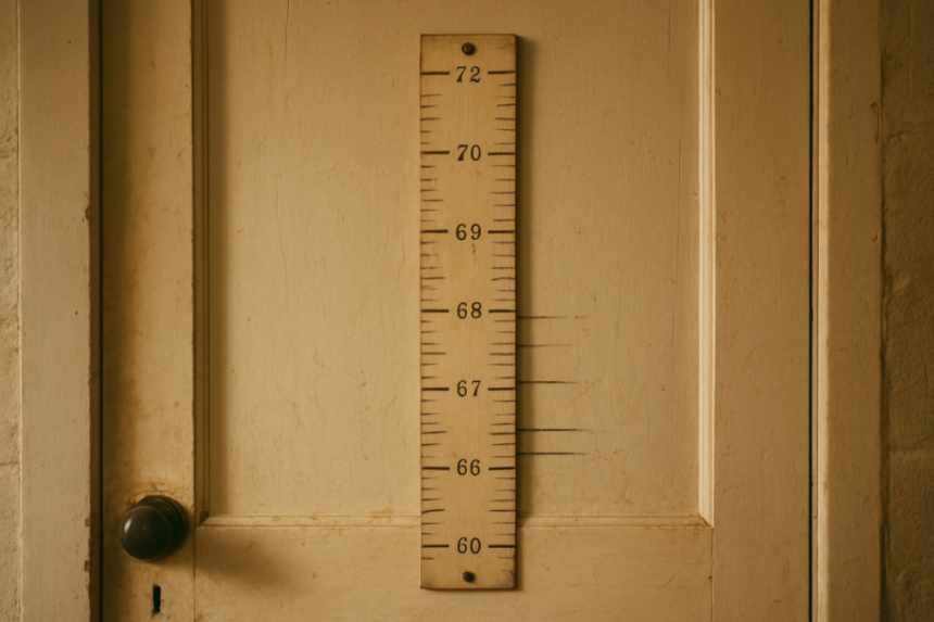 pencil height marks door