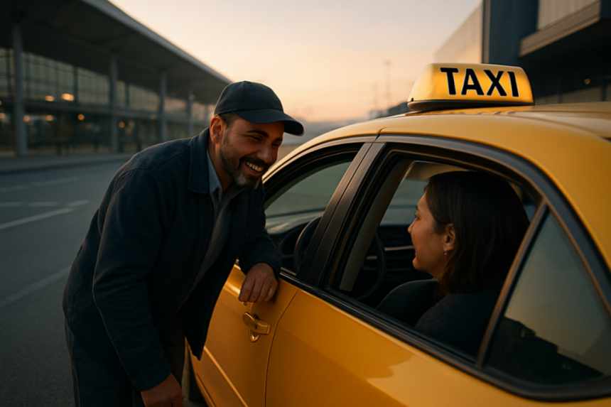 Taxi driver and passenger conversation