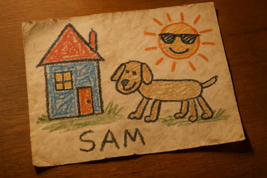 Child’s crayon drawing detail