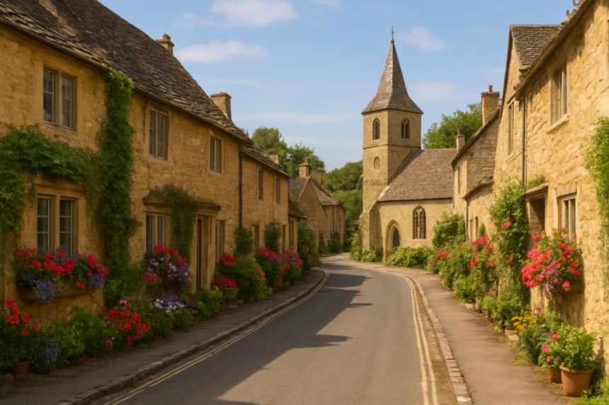 Quaint English village scene