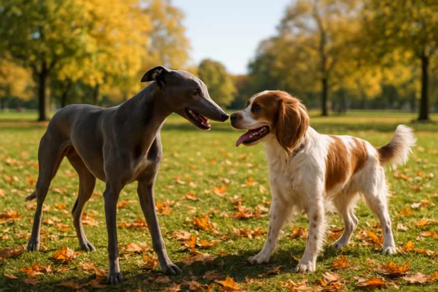 Rescue dogs meeting in park
