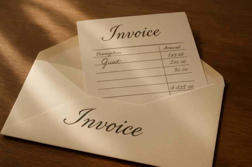 Wedding invoice letter detail