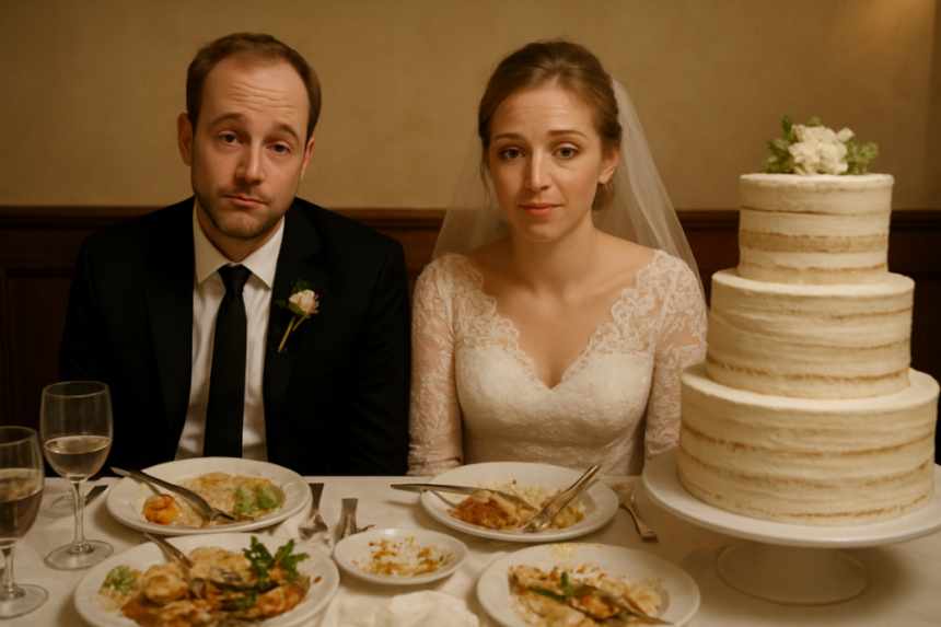 bride and groom stressed