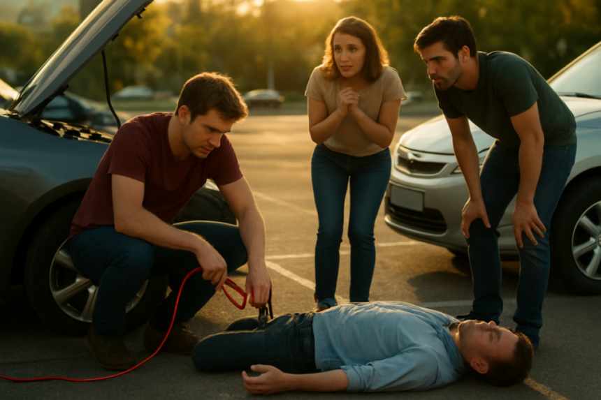 Friends saving collapsed neighbor