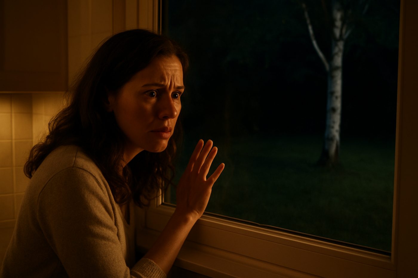 Woman watching empty yard