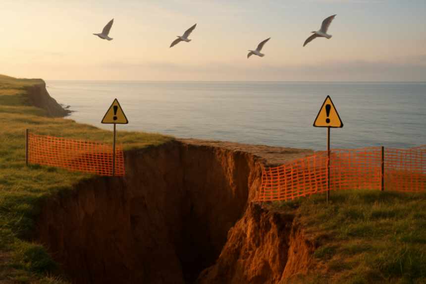 Collapsed coastal cliff path