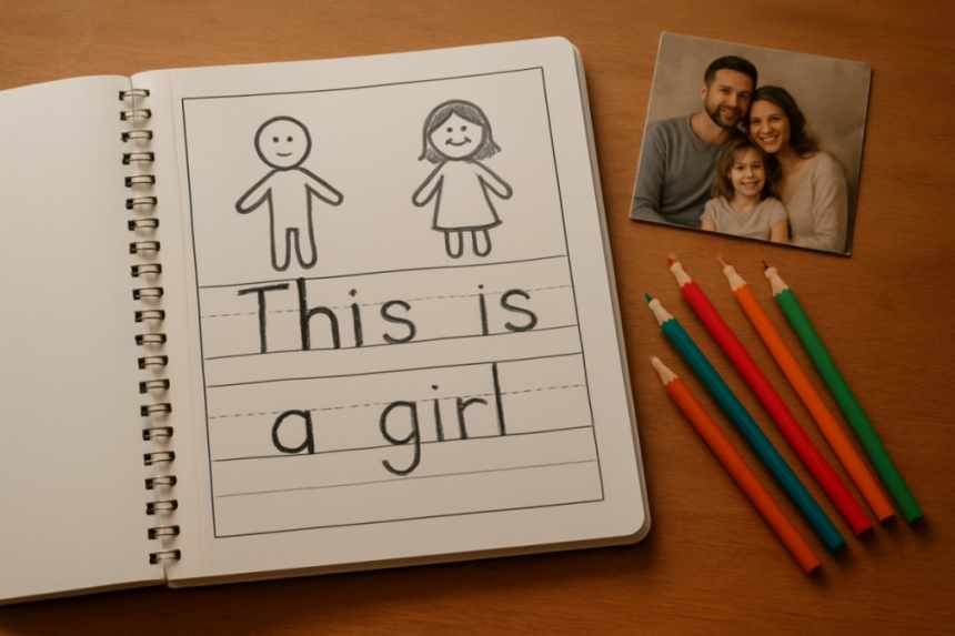 preschool workbook, backward name writing