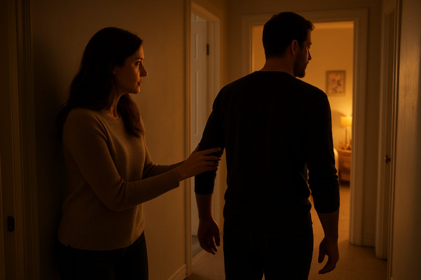 parents in hallway listening