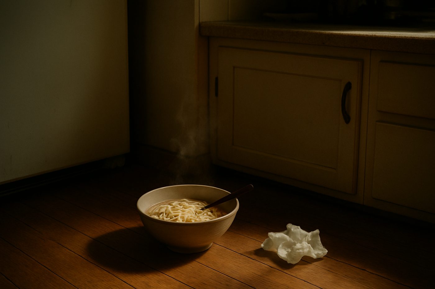 cold noodles on floor