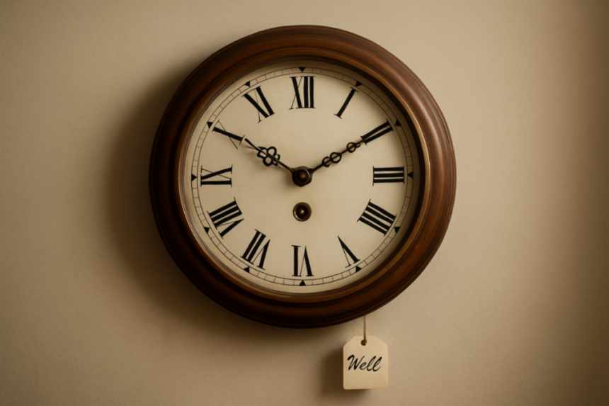 Vintage wall clock with key