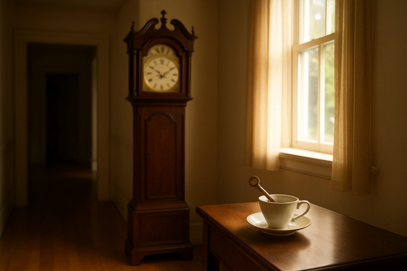 Grandfather clock in hallway