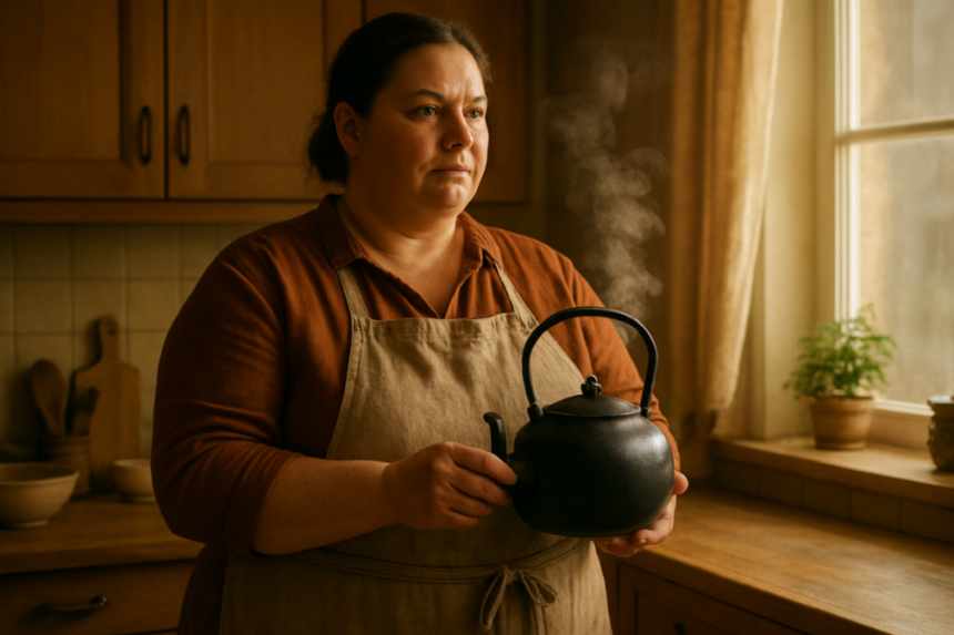 Aunt pouring tea at wake
